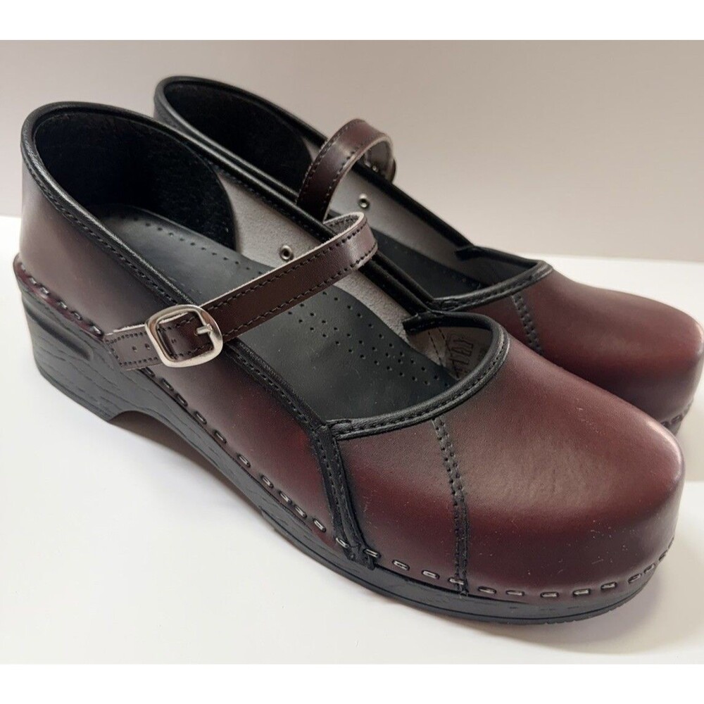 BJORK Marcella Mary Jane Clogs Womens US 12 EU 43 Bordeaux Leather Comfort